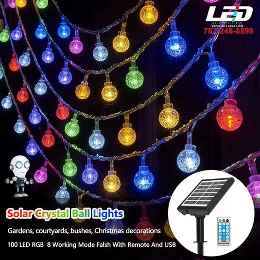 LED Outdoor 100LED Solar String Light RGB Multi-Color + Warm White 55' ft #6955