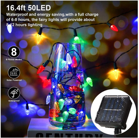 LED Solar 50LED Strawberry String Light Multicolor 16' ft #6975