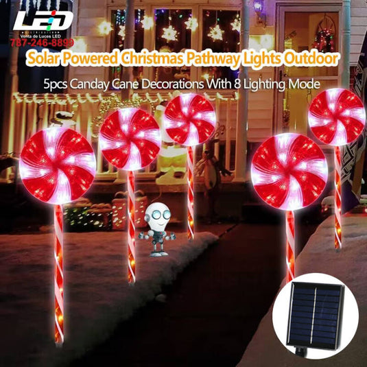LED Solar Christmas 15’ft Powered Lollipop Light String Pathway #6972
