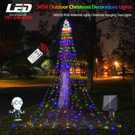 Christmas Tree Waterfall Lights Solar LED Strip #6953 11’Ft