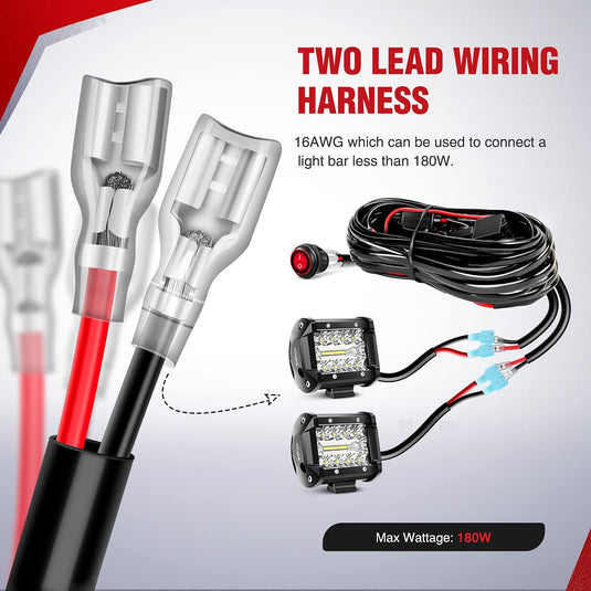 LED Work Light Bat Off Road Lights Wiring Harness Kit