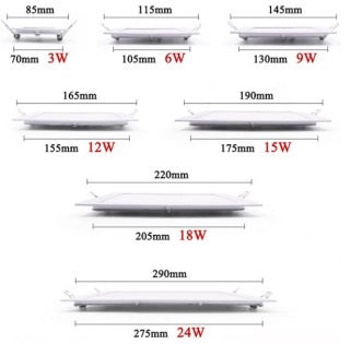 LED Ceiling Light Square Super SLIM Panel WHITE DIMMABLE 3watt-4watt-6watt-9watt12watt-15watt-18watt