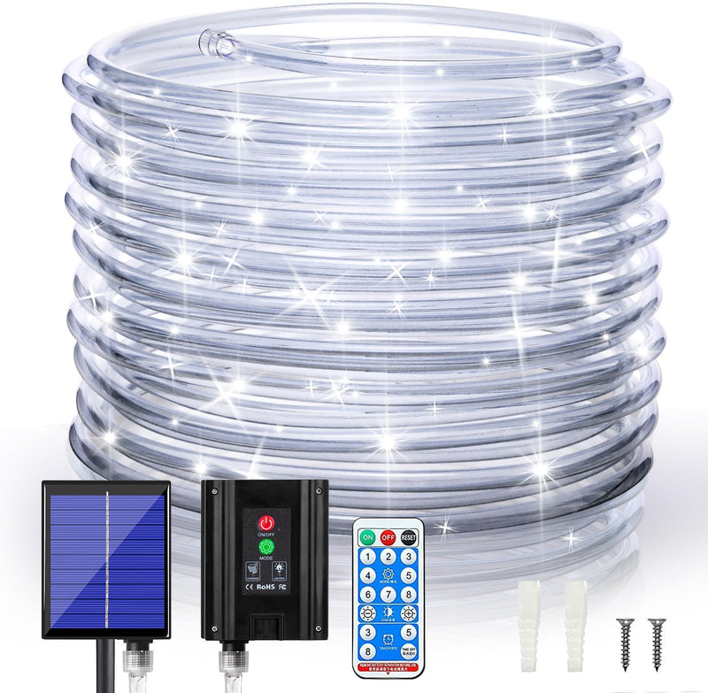 Load image into Gallery viewer, Solar Christmas Rope White 200led 65&#39; pies #05
