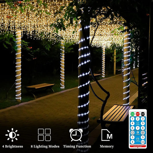 Solar Christmas Rope White 200led 65' pies