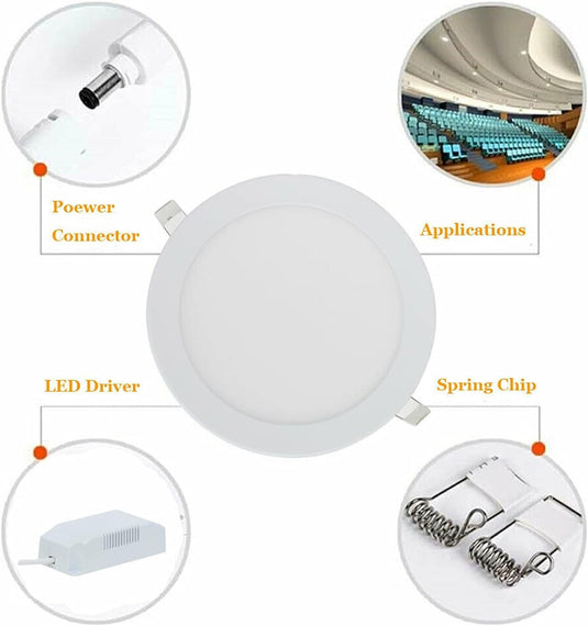 LED Ceiling Light Round Super SLIM Panel WHITE DIMMABLE 3watt-4watt-6watt-9watt12watt-15watt-18watt