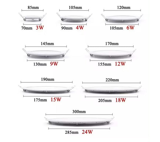 LED Ceiling Light Round Super SLIM Panel WHITE DIMMABLE 3watt-4watt-6watt-9watt12watt-15watt-18watt