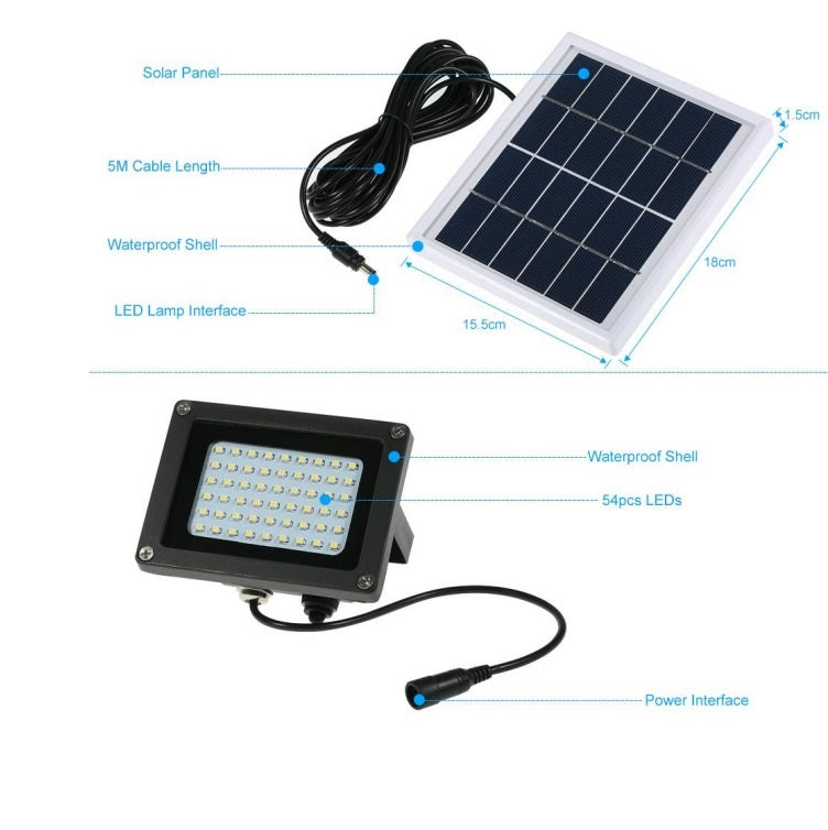 Load image into Gallery viewer, Solar Flood Light Sensor Spotlight 10W 54LED IP65 #0627
