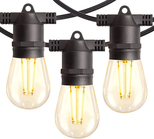 LED Outdoor String Lights 48FT with Vintage Shatterproof Bulbs and Commercial Grade