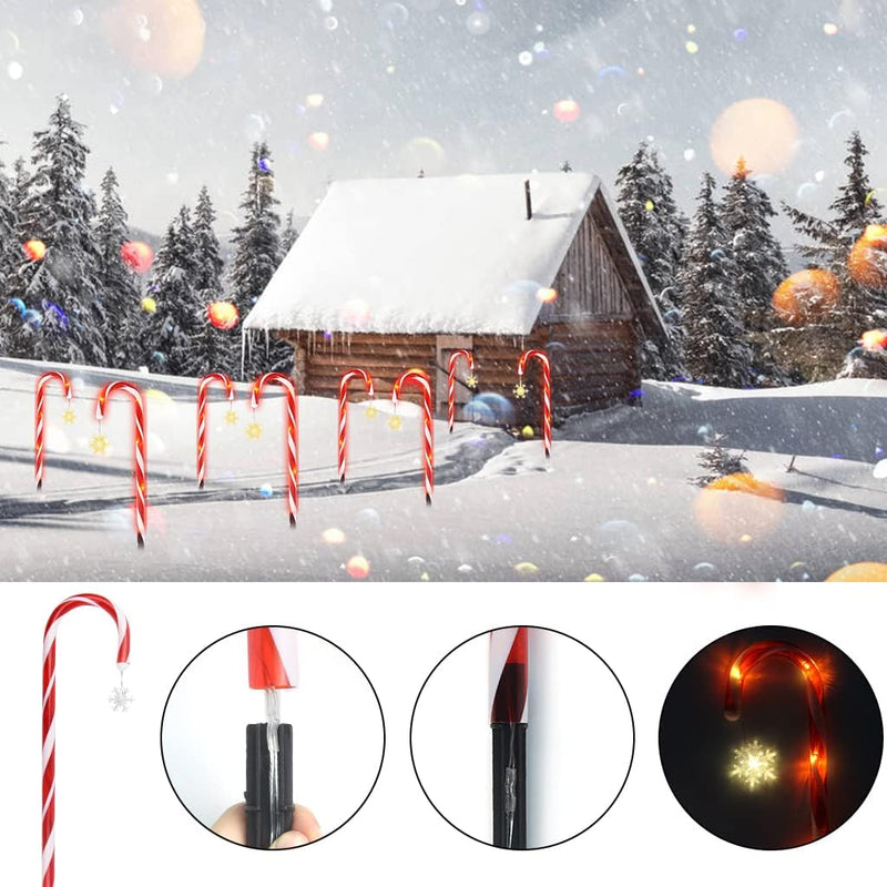 Load image into Gallery viewer, Christmas Pathway Lights Outdoor, Set of 8 15ft Solar Candy Cane Lights Holiday Garden #09
