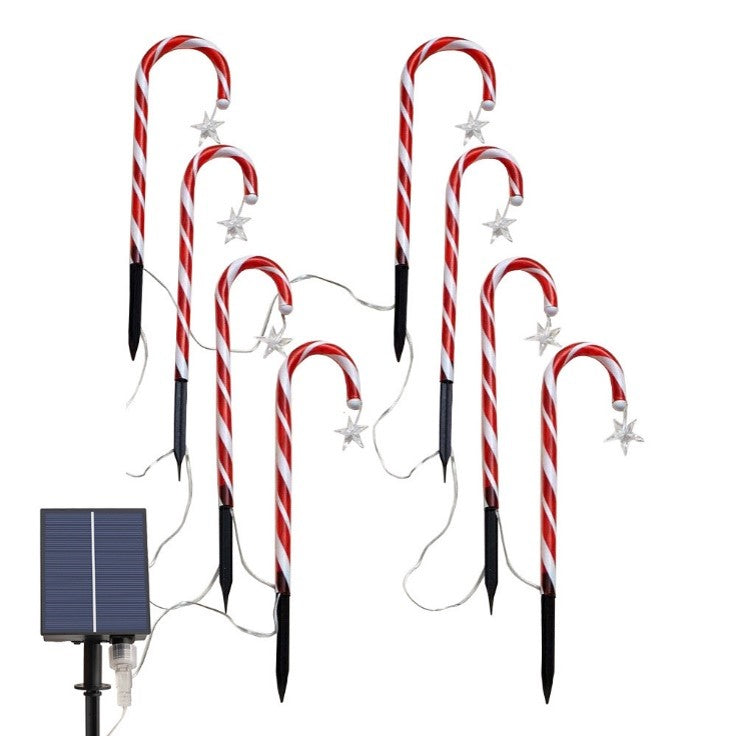 Load image into Gallery viewer, Christmas Pathway Lights Outdoor, Set of 8 15ft Solar Candy Cane Lights Holiday Garden #09
