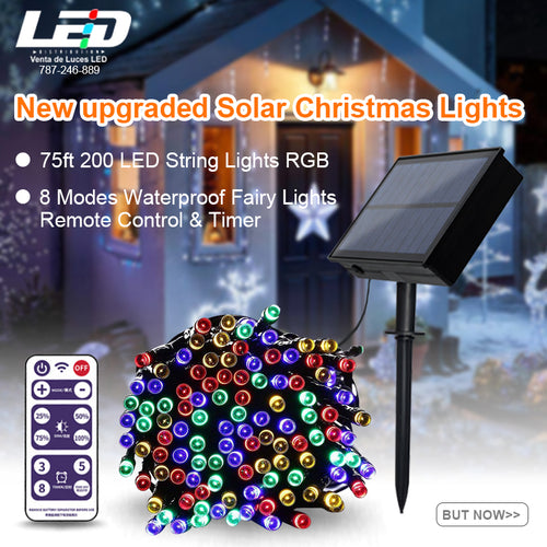 Solar Lights RGB  75'FT 200 LED 8 Modes Solar Christmas Waterproof #1016