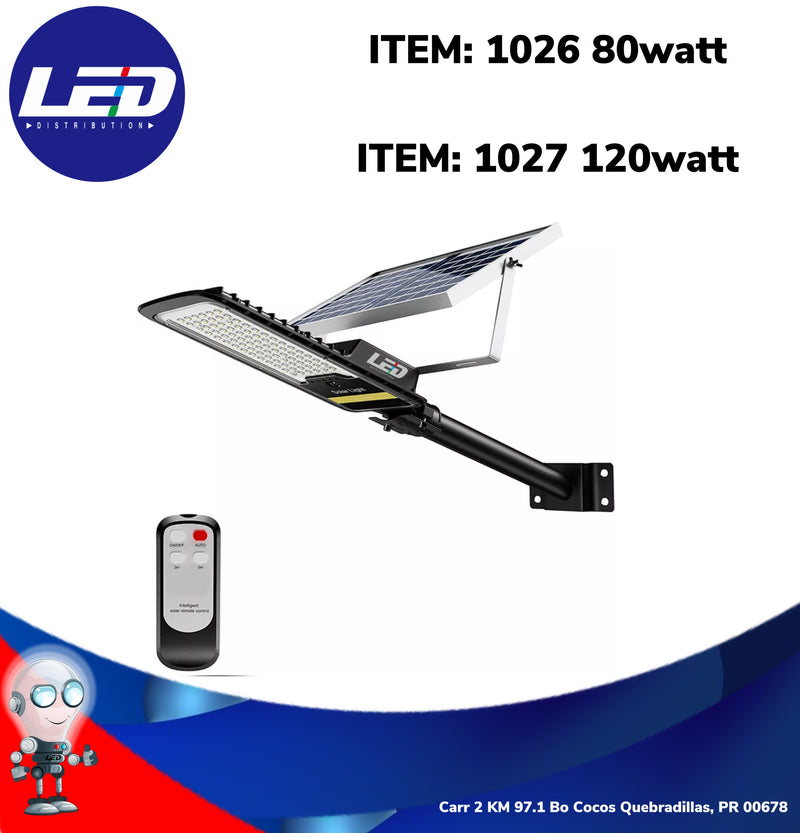 Load image into Gallery viewer, LED Solar Streetlight Waterproof IP65 80watt 120watt #1026 #1027
