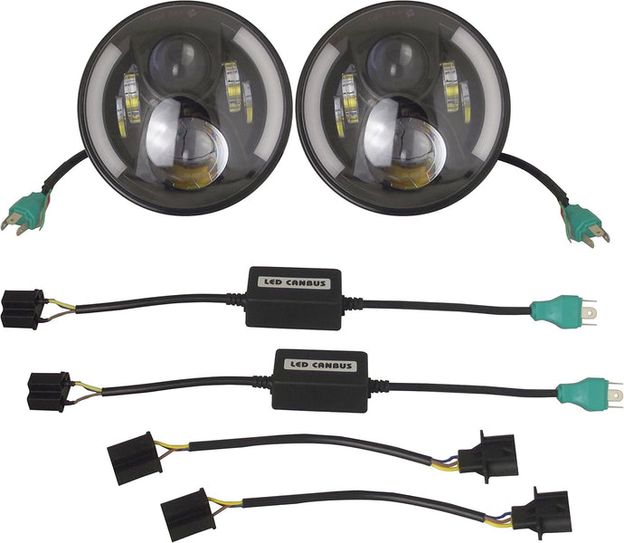 LED Headlight With LED Ring, 7 in, DRL White/Amber, #1323