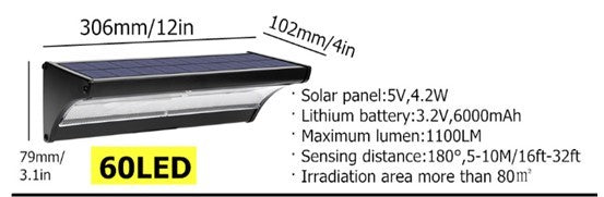 Load image into Gallery viewer, 60LED Solar Lights Wall Lamp #1198
