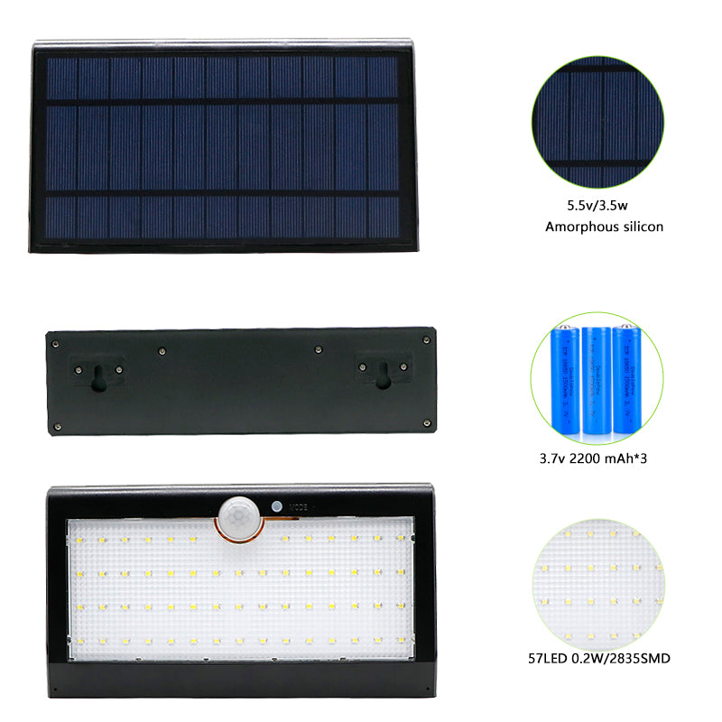 Load image into Gallery viewer, 57LED Solar Security Lights 3 Modes Solar LED Wall Lamp #1200
