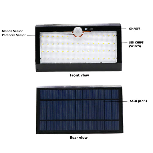 57LED Solar Security Lights 3 Modes Solar LED Wall Lamp