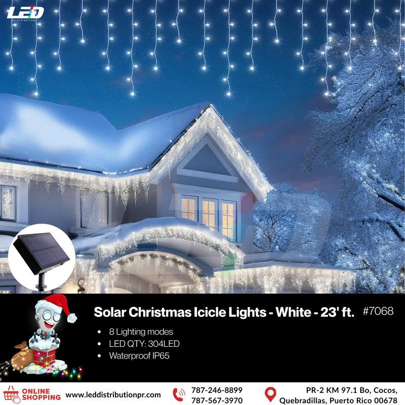 Load image into Gallery viewer, 304 LED WHITE Solar Xmax Icicle Light 23&#39; FT #7068
