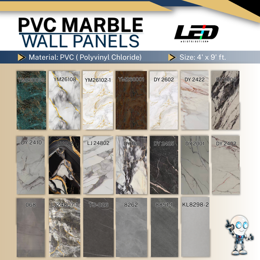 PVC Marble Wall Panels 4' x 9' Pies