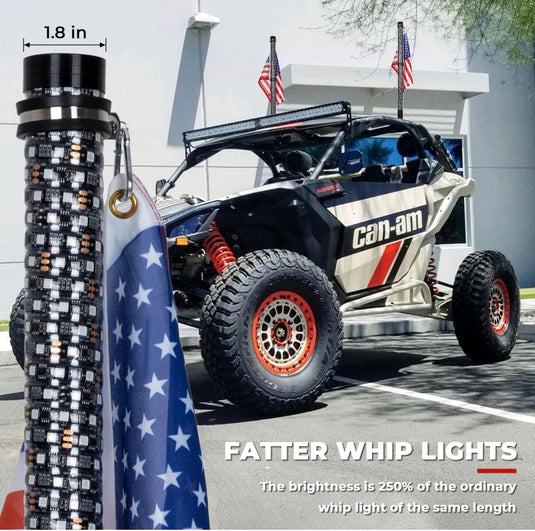 Whip Light (Antena) 1.8” 2ft 360 Spiral Design RGM Bluetooth With Remote Controll