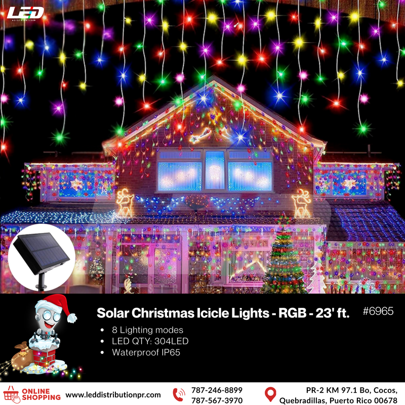 Load image into Gallery viewer, 304 LED RGB Solar Xmax Icicle Light 23&#39; FT #6965
