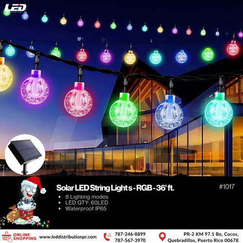 Solar LED String light 60LED Ball RGB With Remote 36' FT #1017