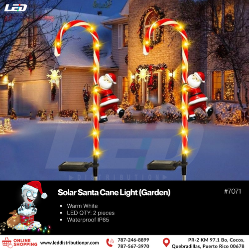 LED Solar SANTA Cane Light 2 PCS #7071