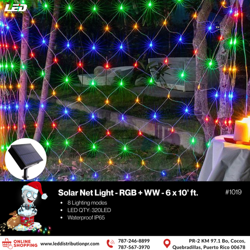 LED Solar Malla LED 6*10 320LED RGB+Warm White Multicolor #1019-RGB+WW