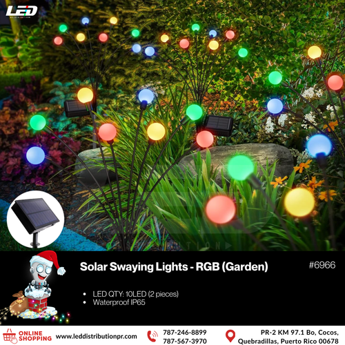 Solar Swaying Garden Light 10LED 2pcs Pack RGB Multi-Color #6966