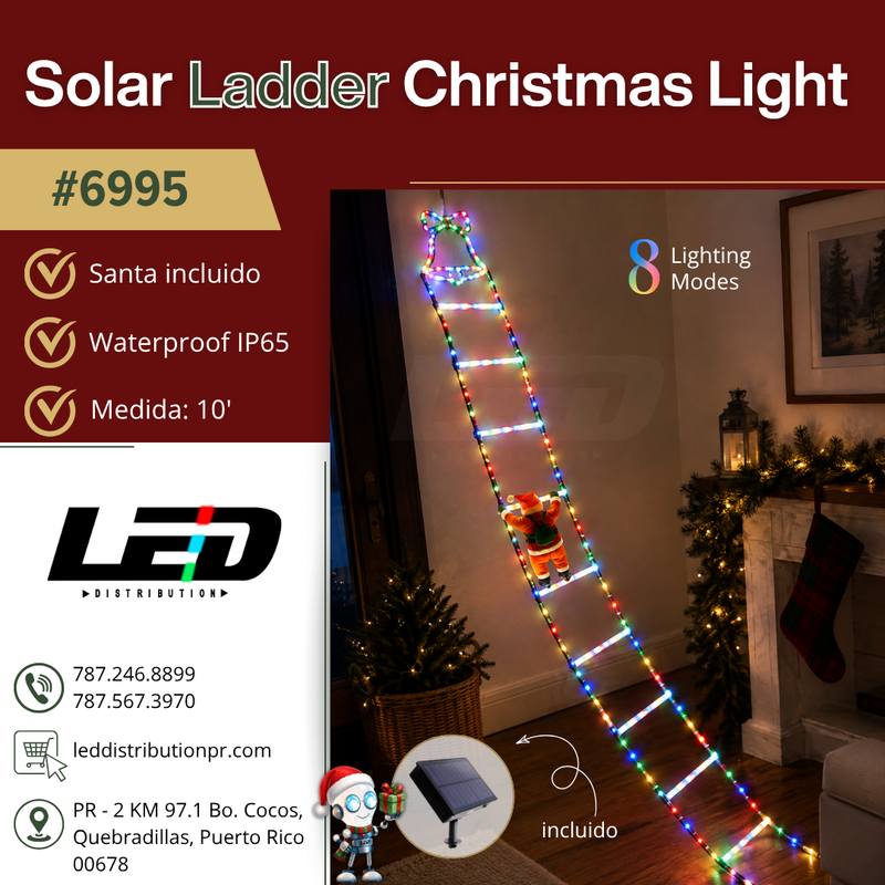 Load image into Gallery viewer, Christmas Holiday LED Solar Ladder Light 10' ft #6995
