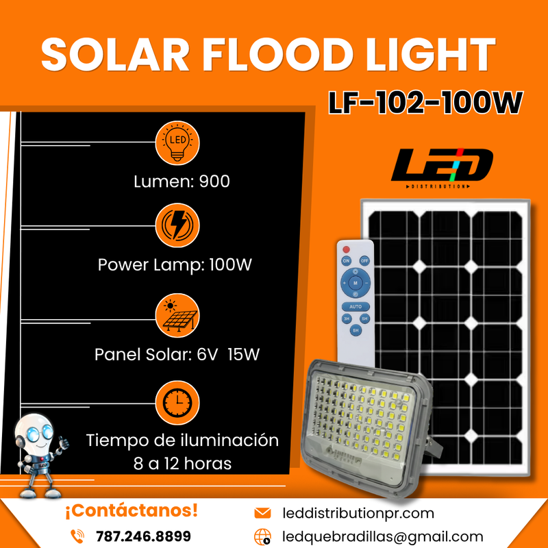 Load image into Gallery viewer, Solar Flood Light 100WATT  900LM  6500K  #LF-102-100W
