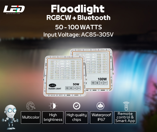 LED Flood Light RGB MULTI-COLOR Outdoor 50watt 100watt Landscape Smart Remote Control