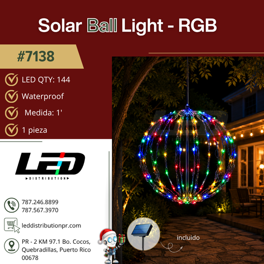 LED Christmas Solar Light 30cm 144LED RGB Ball (1pc)