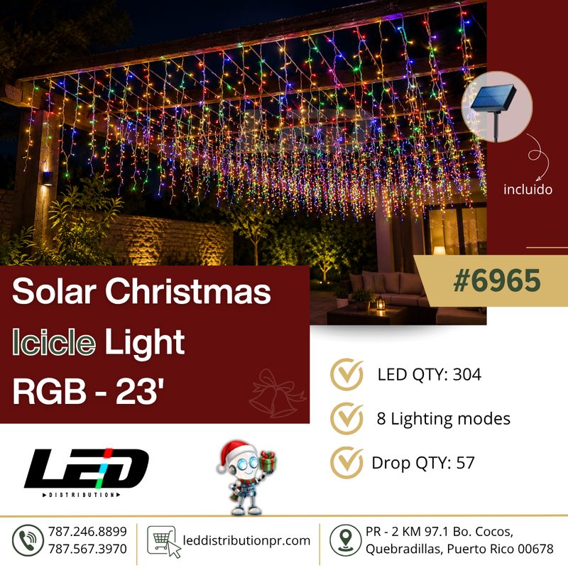 Load image into Gallery viewer, 304 LED RGB Solar Xmax Icicle Light 23' FT #6965
