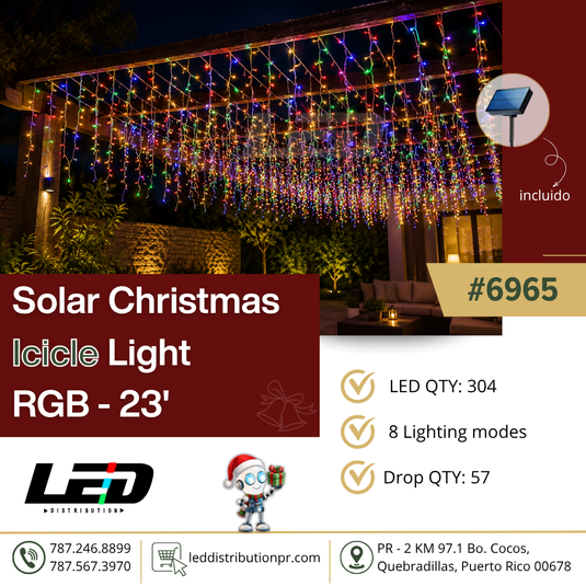 304 LED RGB Solar Xmax Icicle Light 23' FT