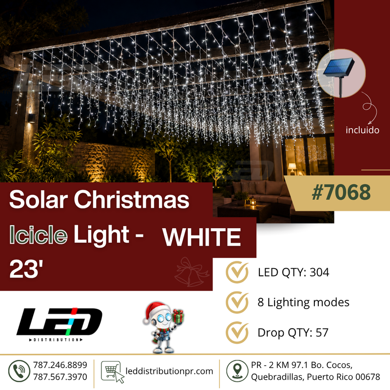 Load image into Gallery viewer, 304 LED WHITE Solar Xmax Icicle Light 23' FT #7068
