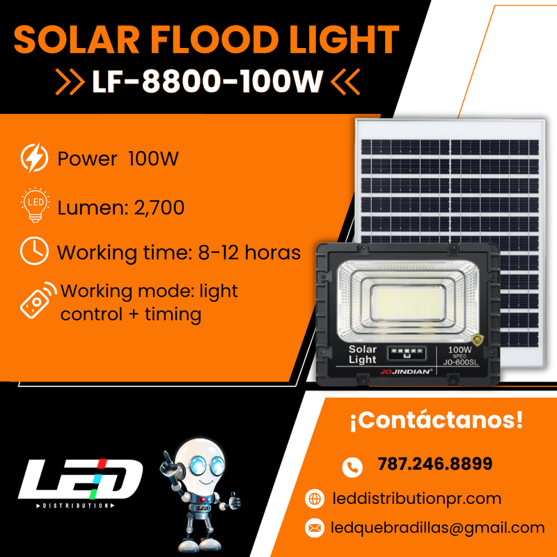 Load image into Gallery viewer, Solar Flood Light 100WATT   2,700LM  6500K #LF-8800-100W
