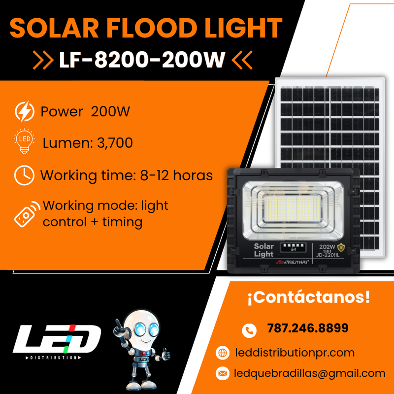 Load image into Gallery viewer, Solar Flood Light 200WATT  3,700LM  6500K #LF-8200L-200W

