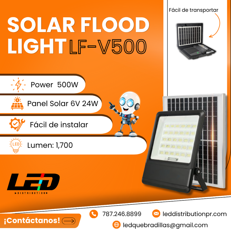 Load image into Gallery viewer, Solar Flood Light 500WATT   1,700LM  6500K #LF-V500
