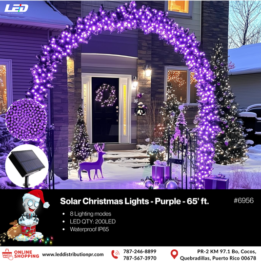 LED Solar String 200LED PURPLE #6956 Halloween Christmas