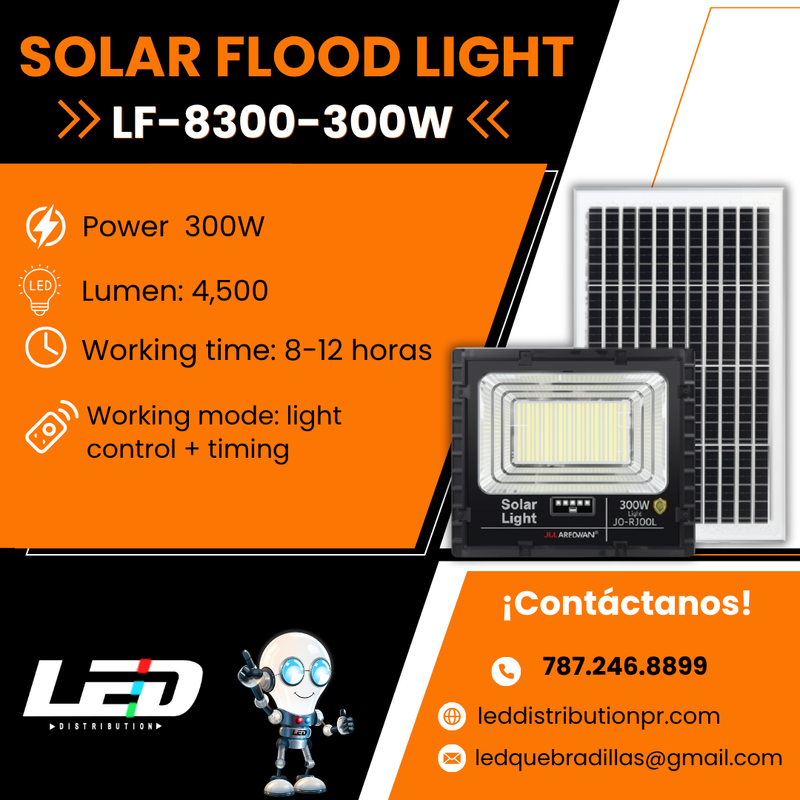 Load image into Gallery viewer, Solar Flood Light 300WATT   4,500LM  6500K #LF-8300L-300W
