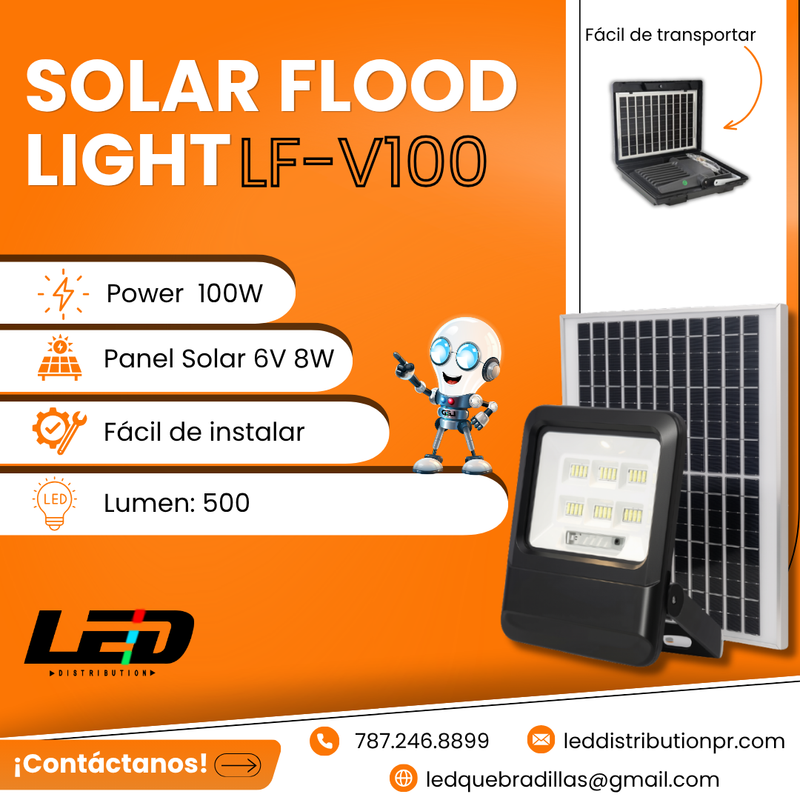 Load image into Gallery viewer, Solar Flood Light 100WATT  900 LM  6500K  #LF-V100
