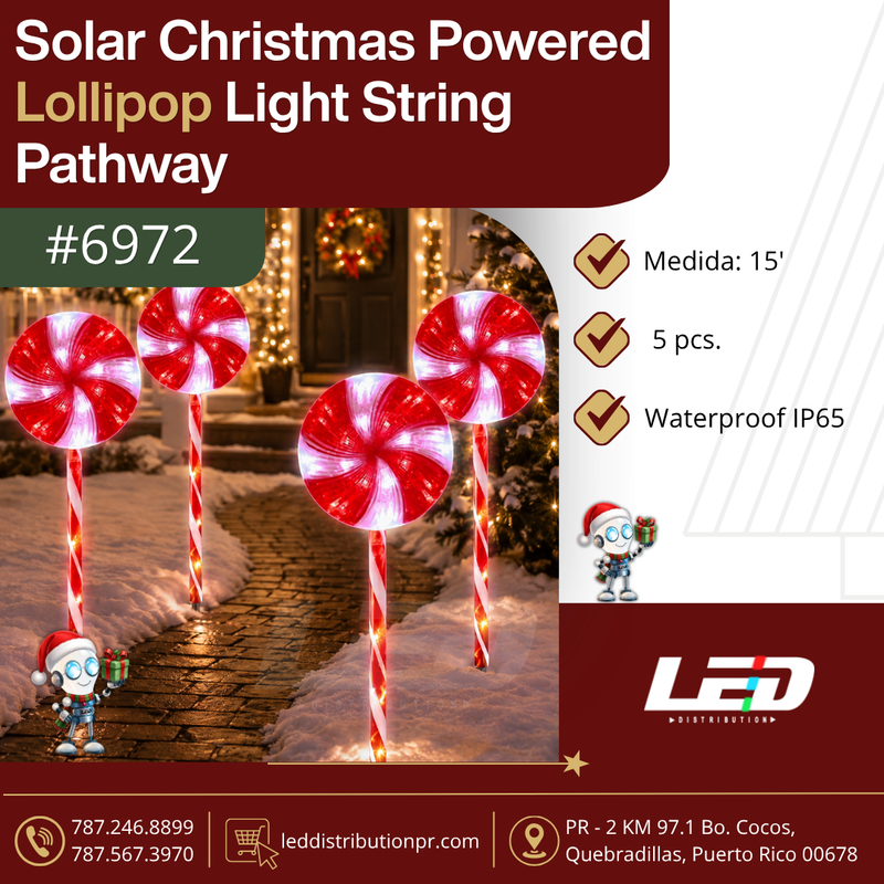 Load image into Gallery viewer, LED Solar Christmas 15’ft Powered Lollipop Light String Pathway #6972
