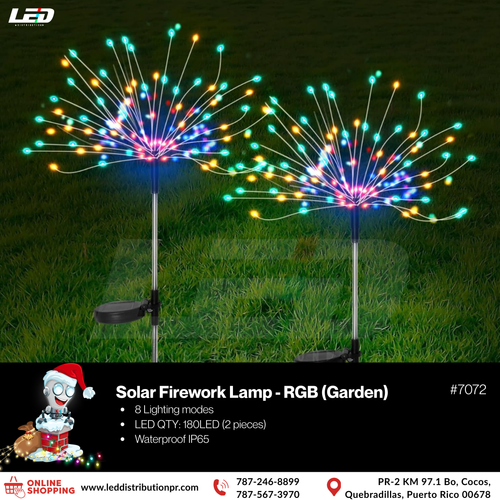 Solar 180LED Fireworks Lamp 8 MODE RGB Multi-Color (Pack of 2pcs) #7072 Garden