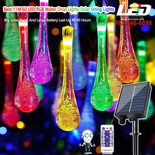 60 LED Solar String Lights Drop Water 35.75'FT #6963