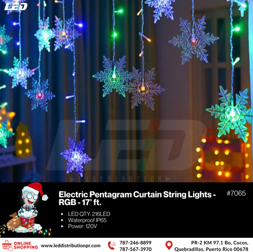 ELECTRIC PENTAGRAM 17’ft CURTAIN RGB STRING LIGHTS (MULTI-COLOR) #7065