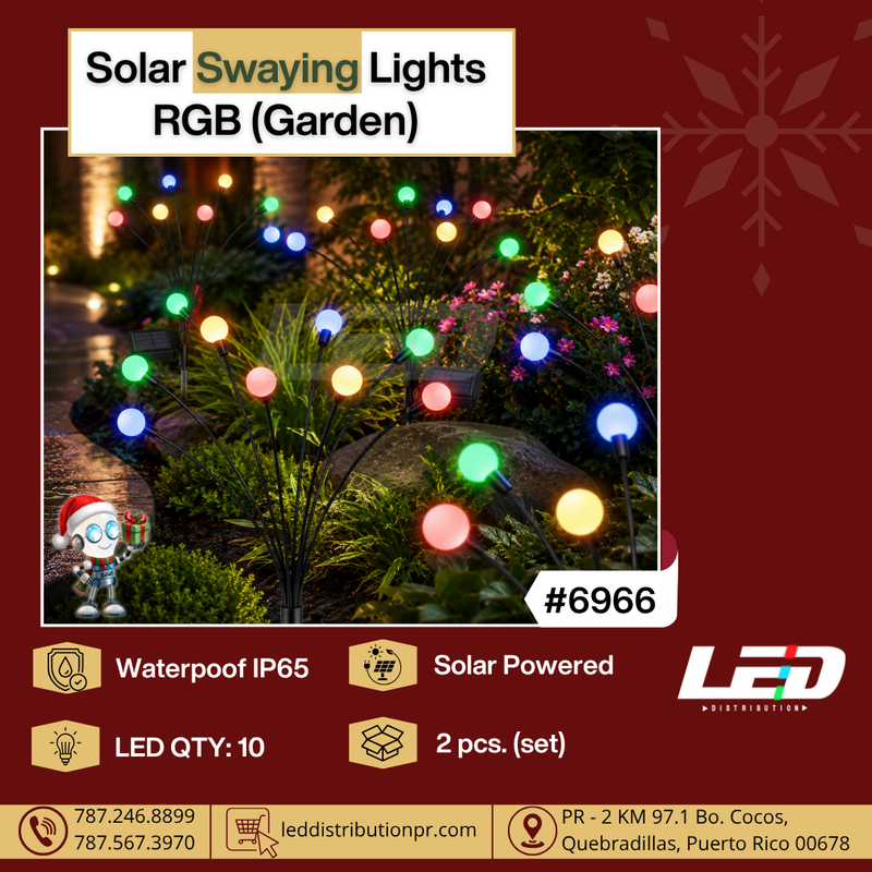 Load image into Gallery viewer, Solar Swaying Garden Light 10LED 2pcs Pack RGB Multi-Color #6966
