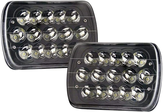 Black Pair 45w 7x6 5x7 Inch Headlights 6052 6054 H5054 H6054 H4 Hi/Low Sealed Beam #0513