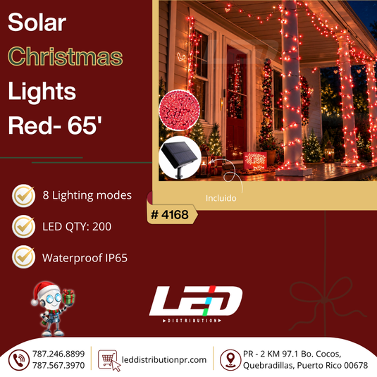 LED Solar String 200LED RED