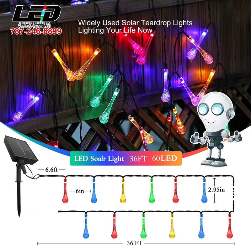 Load image into Gallery viewer, 60 LED Solar String Lights Drop Water 35.75&#39;FT #6963
