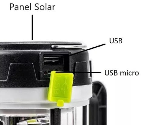 LED Solar Camping Lamp Solar+USB Linterna